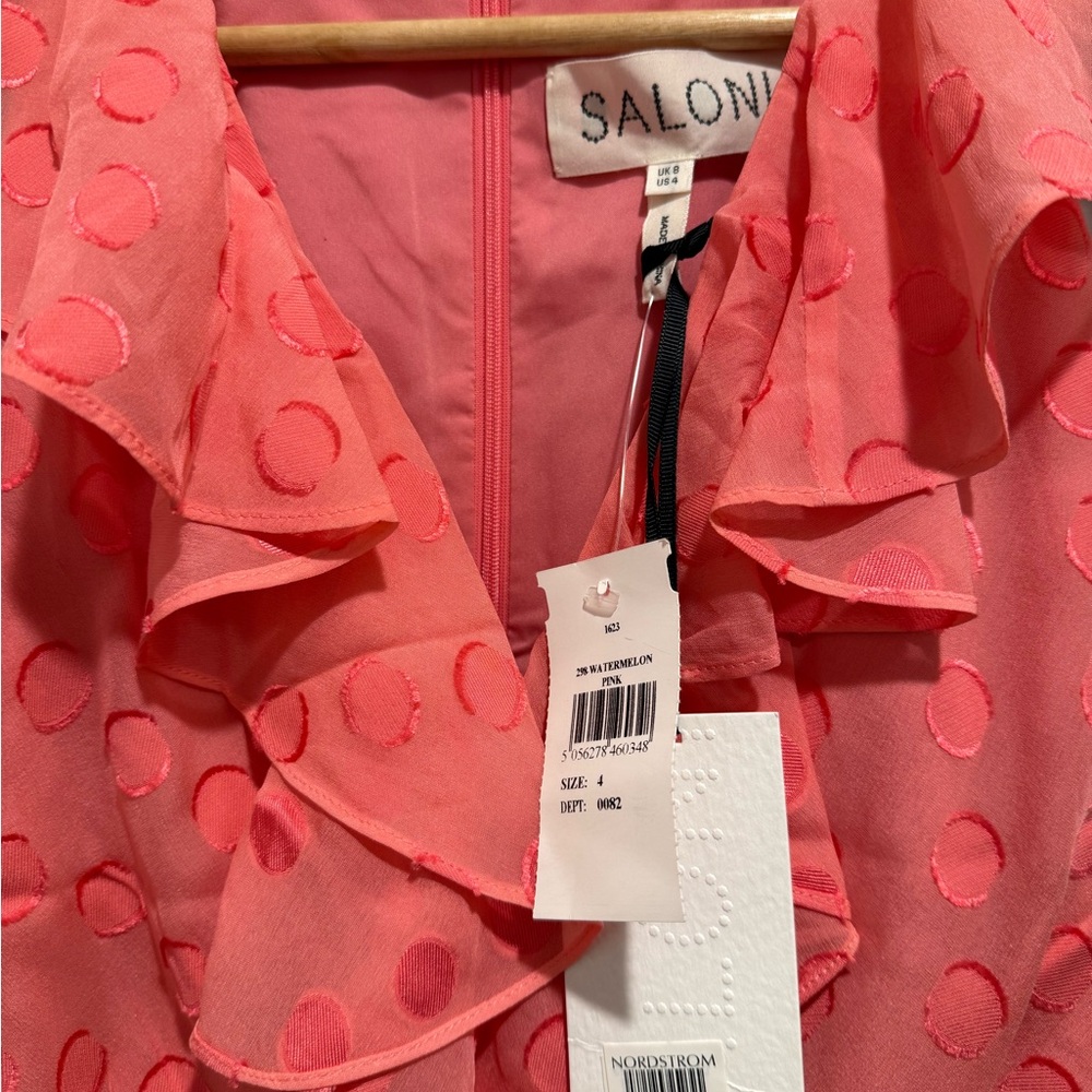 SALONI Rita Ruffle Polka Dot Maxi Dress - Coral | Size 4 | NWT - Picture 5 of 7